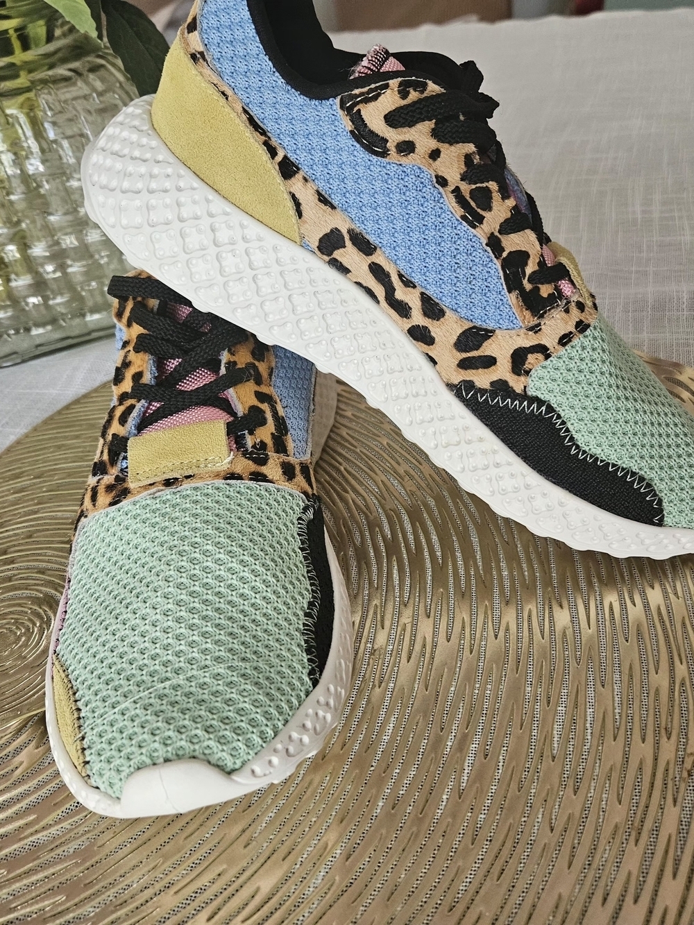 Steve Madden Verdict Leopard Multi Colorblock Knit Sneakers Women's Size 8.5 - Picture 2 of 10